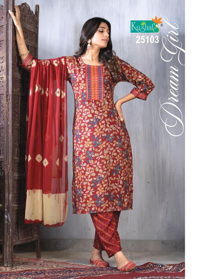 Dream Girl By Kushals straight printed Kurti With Bottom Dupatta